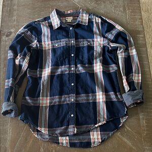 STYLUS Navy and Red Plaid Button-Down Shirt